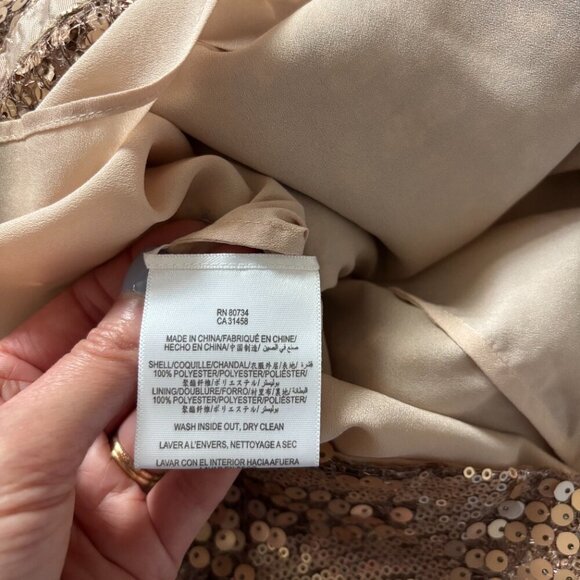 BCBGMAXAZRIA Carole Gold Sequin Strapless Mini Dress Size 0 Party Showgirl - Picture 6 of 13
